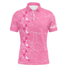 Load image into Gallery viewer, Breast Cancer Awareness golf shirts custom Mens golf polos shirts, pink ribbon golf shirts NQS7711