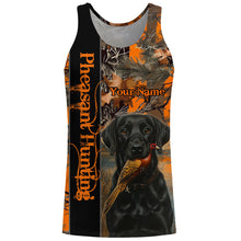 Load image into Gallery viewer, Pheasant Hunting with dog Labrador Retriever orange camo Custom name 3D All over print hunting shirt NQS2270