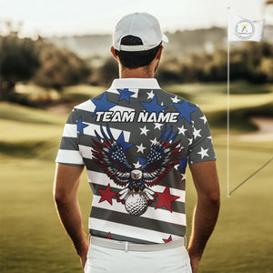 Gray and White American Flag Eagle Golf Polo shirt for Men Custom patriotic team golf outfit for men NQS9798