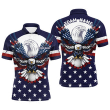 Load image into Gallery viewer, Red, white and blue American flag Eagle patriotic custom matching golf polos for couples NQS7958