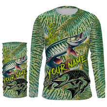 Load image into Gallery viewer, Personalized Muskellunge Fishing jerseys, Musky green scales long sleeve fishing shirts NQS3684