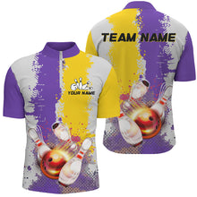Load image into Gallery viewer, Yellow and Purple Camo Bowling Polo, 1/4 zip shirts Custom Team Men Bowling jerseys NQS8157