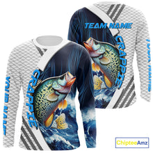 Load image into Gallery viewer, Blue and White Camo Crappie fishing Custom name sun protection Crappie fishing team jerseys NQS10555