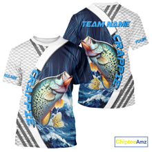 Load image into Gallery viewer, Blue and White Camo Crappie fishing Custom name sun protection Crappie fishing team jerseys NQS10555