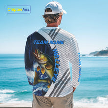 Load image into Gallery viewer, Blue and White Camo Walleye fishing Custom name sun protection Walleye fishing team jerseys NQS10556
