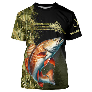 Redfish fishing camouflage Custom performance long sleeve Fishing Shirts, Red Drum Fishing jerseys NQS9074