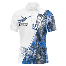 Load image into Gallery viewer, Blue Camo Mens Disc golf polo shirts custom disc golf jersey, mens disc golf apparel NQS9301