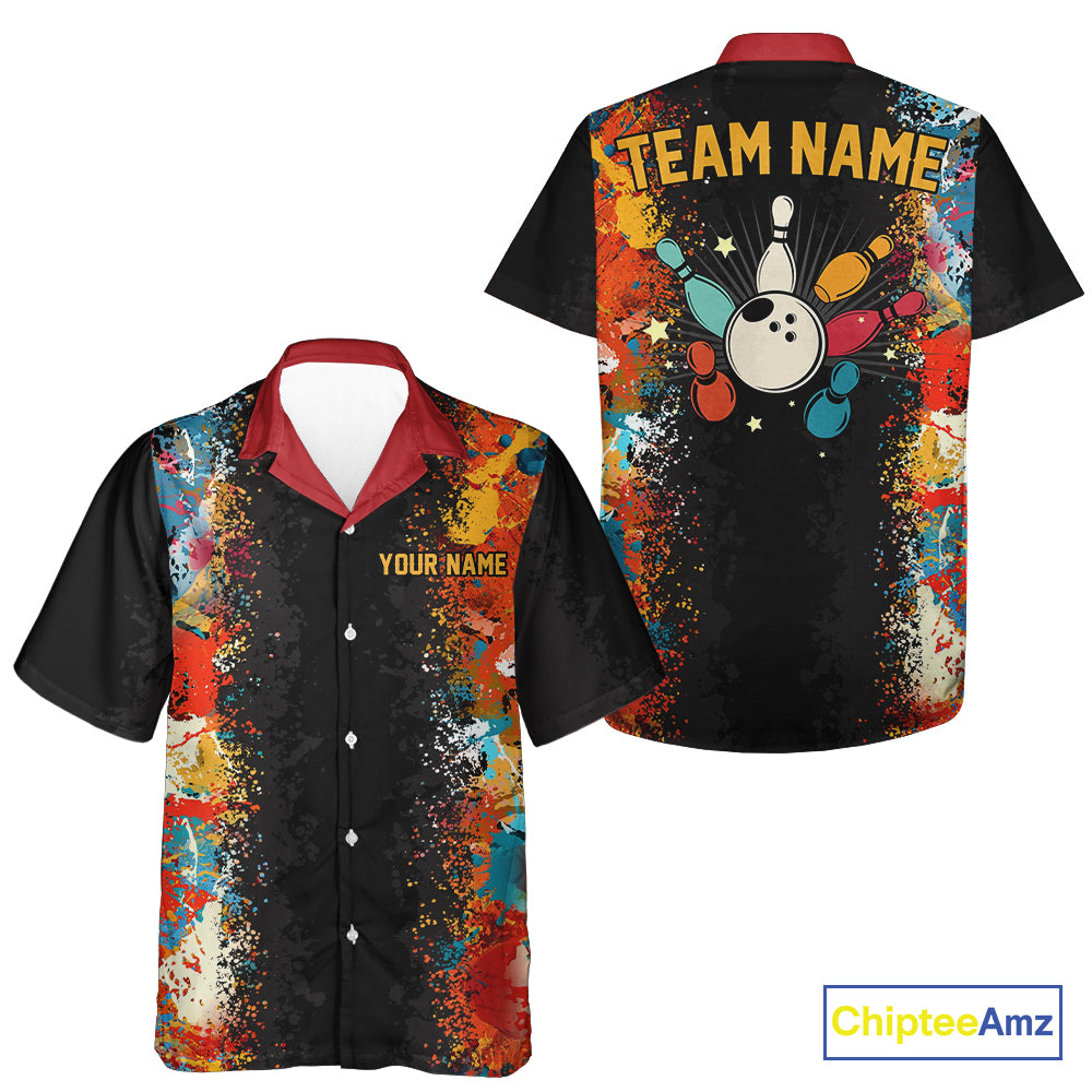 Colorful bowling jerseys Bowling Hawaiian Shirt Custom Retro Bowling Team shirts for bowlers NQS10566