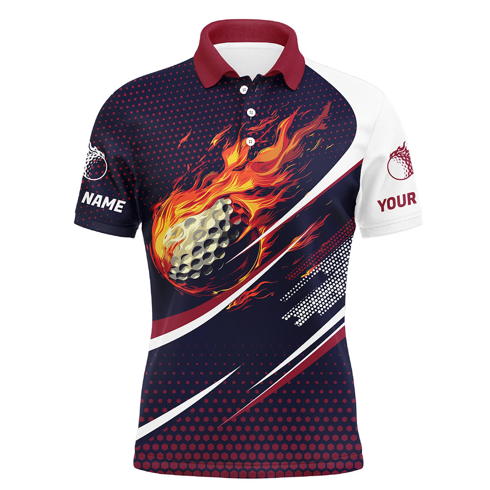 Navy and pink pattern Flame Golf ball custom Mens golf polo shirts, men's golf outfits NQS8170
