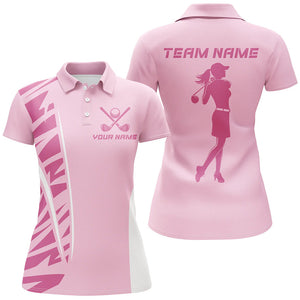 Pink matching golf polo shirts for couples custom pink couples golf outfits NQS8389