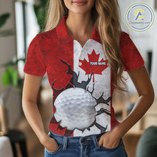 Load image into Gallery viewer, Vintage Canadian Flag broken golf ball Women Golf polo shirts Custom patriotic Golf attire For ladies NQS10050
