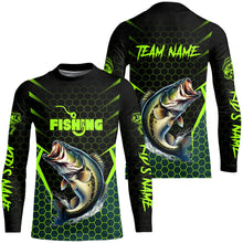 Load image into Gallery viewer, Black and Green Largemouth Bass Fishing Custom team name UV protection long sleeves fishing shirts NQS9311