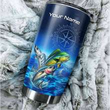 Load image into Gallery viewer, Personalized Mahi Mahi, Wahoo, Tuna Blue Fishing offshore Tumbler Cup custom name gift for fisherman NQS9923