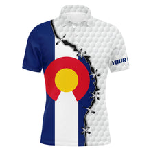 Load image into Gallery viewer, Mens golf polo shirts Colorado flag white golf ball skin pattern custom patriot team golf shirts NQS7983