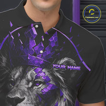 Load image into Gallery viewer, Custom Black and Purple Lion Bowling Polo, Quarter Zip shirts for Men, Lion Team Bowling Jerseys NQS10586