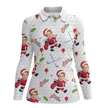 Load image into Gallery viewer, Personalized Funny Santa Women golf polo shirt, Custom Face Photo Polo Shirt, Golf Christmas gift NQS8618