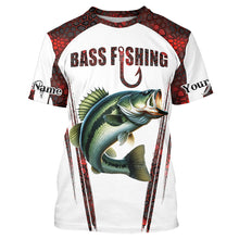 Load image into Gallery viewer, Bass fishing red camo Custom Name Funny Fishing Shirts UV Protection Gift For Fisherman NQS5111