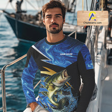 Load image into Gallery viewer, Largemouth Bass fishing Blue Camo Custom sun protection Bass fishing jerseys, Bass fishing apparel NQS9932