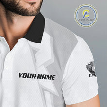 Load image into Gallery viewer, Mens golf polo shirts custom white and black golf tops for men, best golf gifts NQS10061