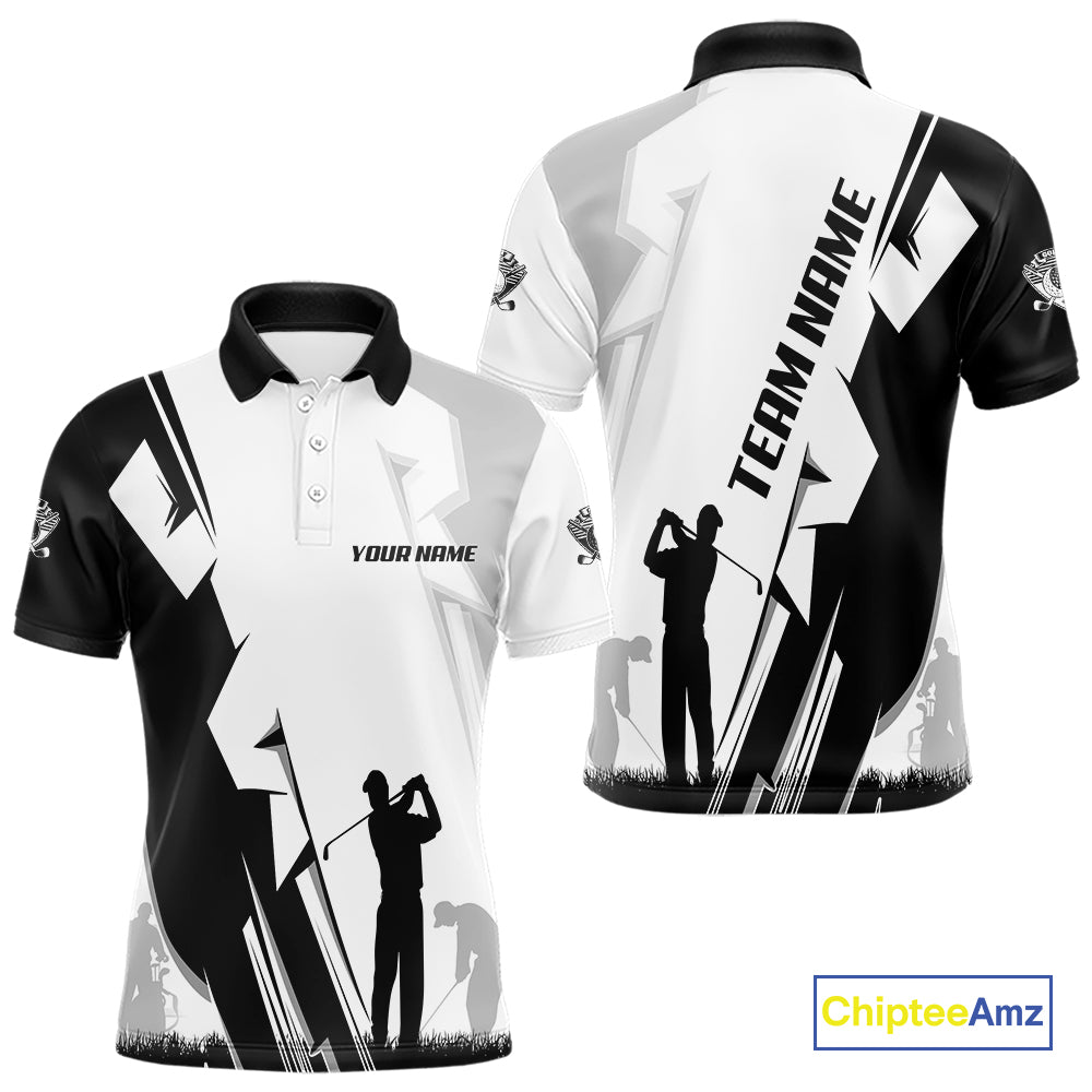 Mens golf polo shirts custom white and black golf tops for men, best golf gifts NQS10061