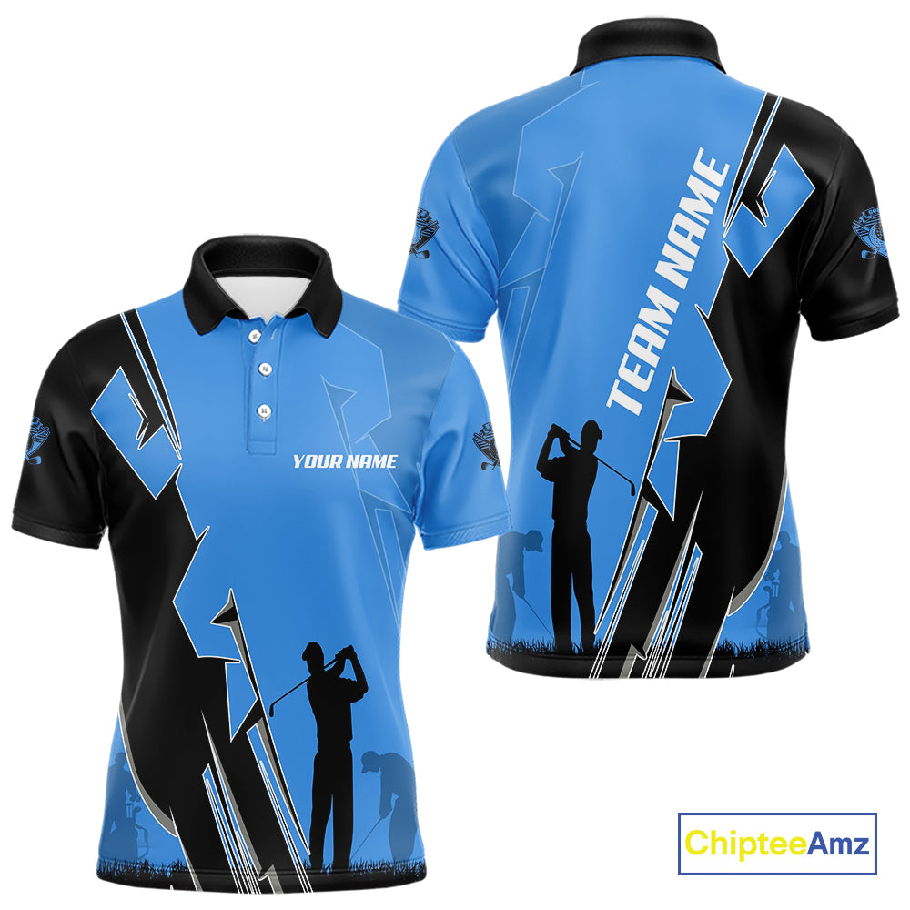 Mens golf polo shirts custom blue and black golf tops for men, best golf gifts NQS10062