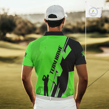 Load image into Gallery viewer, Mens golf polo shirts custom green and black golf tops for men, best golf gifts NQS10063