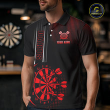 Load image into Gallery viewer, Personalized Black and Red Darts Polo, Quarter Zip Shirt For Men Custom Dart Outfit Team Jerseys NQS10593