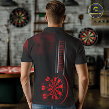 Load image into Gallery viewer, Personalized Black and Red Darts Polo, Quarter Zip Shirt For Men Custom Dart Outfit Team Jerseys NQS10593