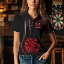 Load image into Gallery viewer, Personalized Black and Red Darts Shirt For Women Custom Dart Outfit Team Jerseys NQS10593