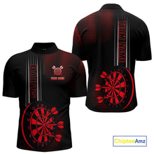 Load image into Gallery viewer, Personalized Black and Red Darts Polo, Quarter Zip Shirt For Men Custom Dart Outfit Team Jerseys NQS10593