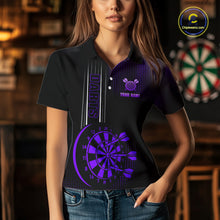 Load image into Gallery viewer, Personalized Black and Purple Darts Shirt For Women Custom Dart Outfit Team Jerseys NQS10594