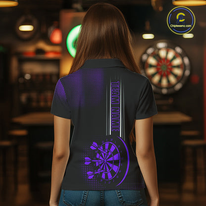 Personalized Black and Purple Darts Shirt For Women Custom Dart Outfit Team Jerseys NQS10594