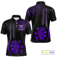 Load image into Gallery viewer, Personalized Black and Purple Darts Polo, Quarter Zip Shirt For Men Custom Dart Outfit Team Jerseys NQS10594