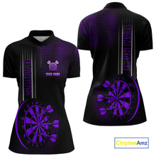 Load image into Gallery viewer, Personalized Black and Purple Darts Shirt For Women Custom Dart Outfit Team Jerseys NQS10594