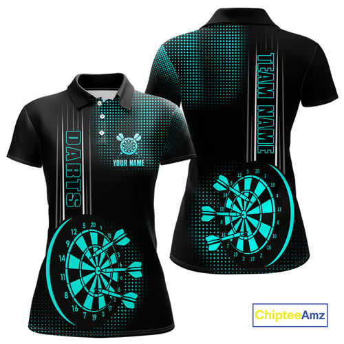 Personalized Black and Turquoise Darts Shirt For Women Custom Dart Outfit Team Jerseys NQS10595