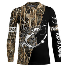 Load image into Gallery viewer, Walleye Fishing tattoo camo black version custom name performance fishing shirts NQS923