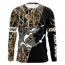 Load image into Gallery viewer, Walleye Fishing tattoo camo black version custom name performance fishing shirts NQS923