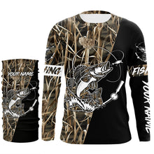 Load image into Gallery viewer, Walleye Fishing tattoo camo black version custom name performance fishing shirts NQS923