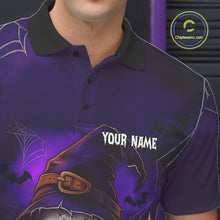 Load image into Gallery viewer, Custom Purple Skull Halloween Bowling Polo, Quarter Zip Shirts For Men, Skull Team Bowling Jersey NQS10803