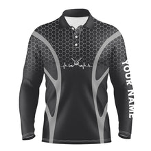 Load image into Gallery viewer, Black Camo Golf heartbeat Mens Golf Polo Shirts Custom Mens Golf Tops, unique golf gifts NQS9116