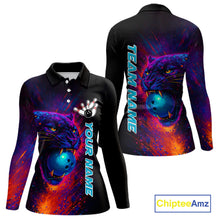 Load image into Gallery viewer, Colorful Panther Bowling Jerseys Bowling Shirt for Women Custom Bowling Team shirts for bowlers NQS11186