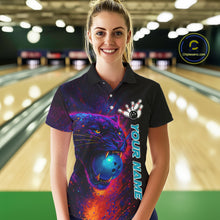 Load image into Gallery viewer, Colorful Panther Bowling Jerseys Bowling Shirt for Women Custom Bowling Team shirts for bowlers NQS11186
