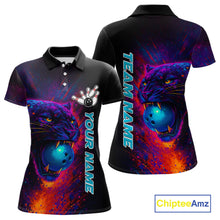 Load image into Gallery viewer, Colorful Panther Bowling Jerseys Bowling Shirt for Women Custom Bowling Team shirts for bowlers NQS11186