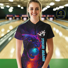 Load image into Gallery viewer, Colorful Panther Bowling Jerseys Bowling Shirt for Women Custom Bowling Team shirts for bowlers NQS11186