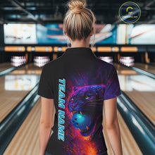 Load image into Gallery viewer, Colorful Panther Bowling Jerseys Bowling Shirt for Women Custom Bowling Team shirts for bowlers NQS11186