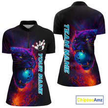 Load image into Gallery viewer, Colorful Panther Bowling Jerseys Bowling Shirt for Women Custom Bowling Team shirts for bowlers NQS11186