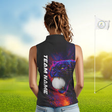 Load image into Gallery viewer, Colorful Panther Sleeveless Golf Polo Shirts Custom ladies Golf attire, Personalized team golf gifts NQS11187