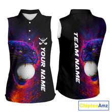 Load image into Gallery viewer, Colorful Panther Sleeveless Golf Polo Shirts Custom ladies Golf attire, Personalized team golf gifts NQS11187