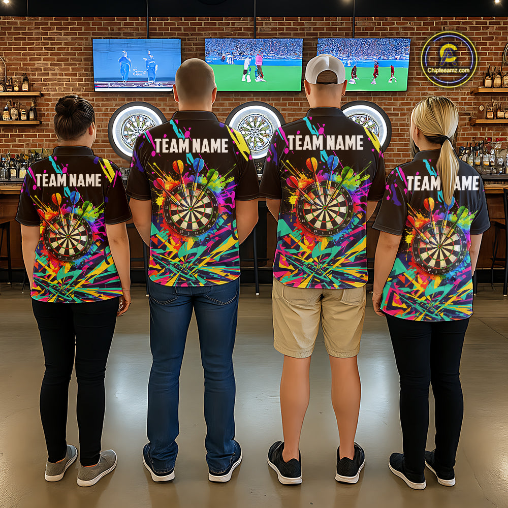 Personalized Colorful Darts Shirt For Women Custom Darts Team Jersey Polo & 1/4 Zip Shirts NQS11374