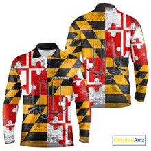Load image into Gallery viewer, Maryland Flag Golf Clubs Mens Golf polo shirt Custom patriotic Mens golf top, personalized golf gifts NQS10382